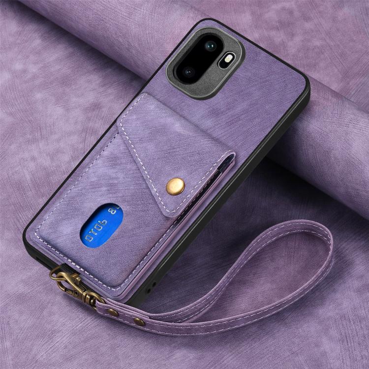 For OnePlus Ace 6 / 6T / 15R Retro Card Wallet Fold Leather Phone Case with Strap