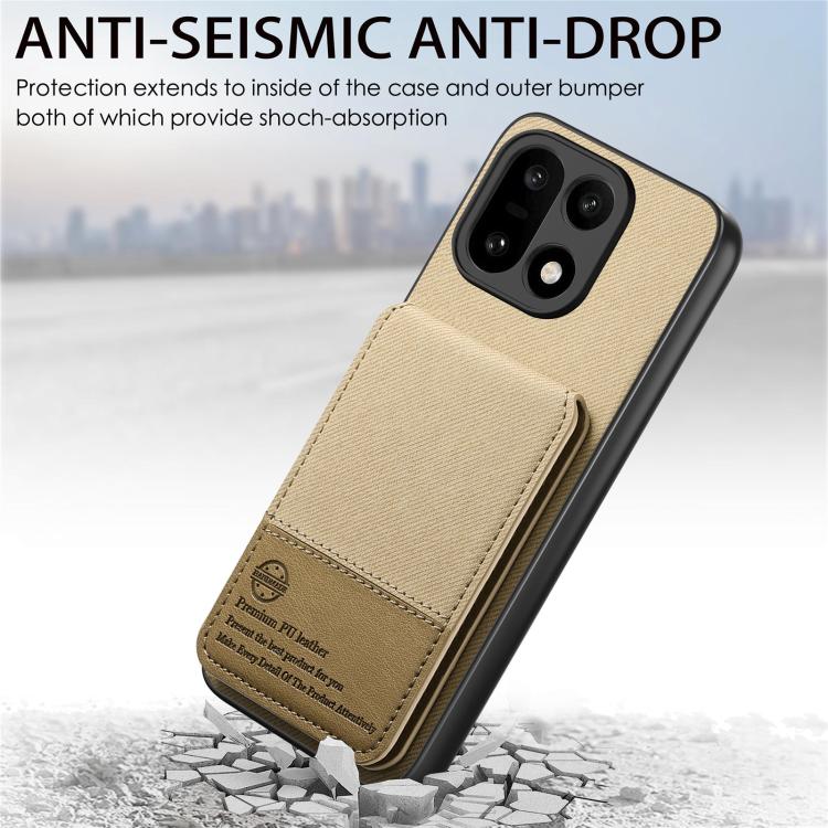 For OnePlus 15 Twill Fabric Leather Vertical Flip RFID Card Bag Phone Case