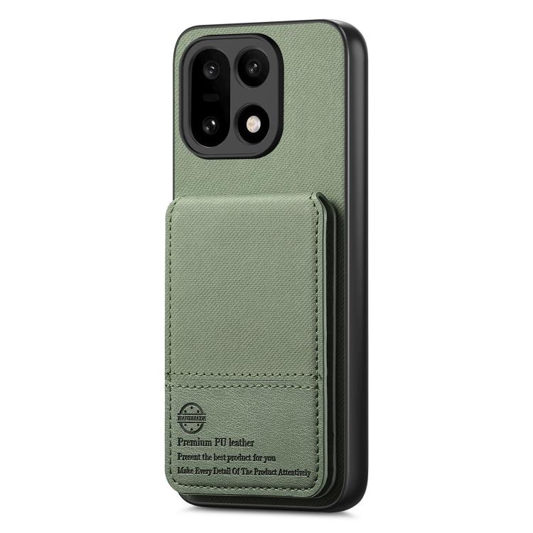 For OnePlus 15 Twill Fabric Leather Vertical Flip RFID Card Bag Phone Case
