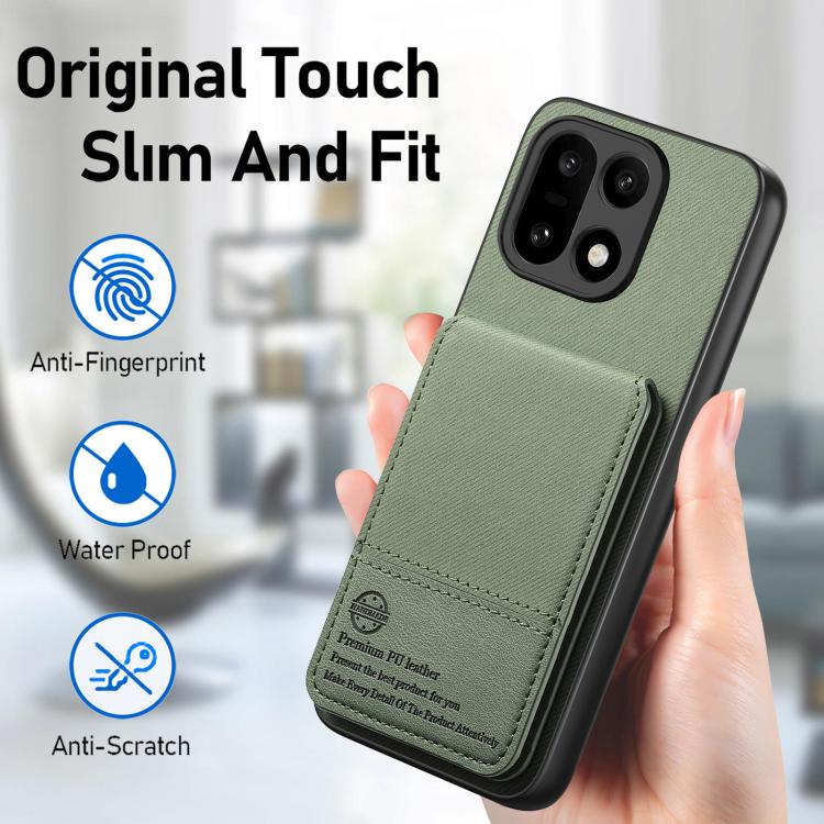 For OnePlus 15 Twill Fabric Leather Vertical Flip RFID Card Bag Phone Case