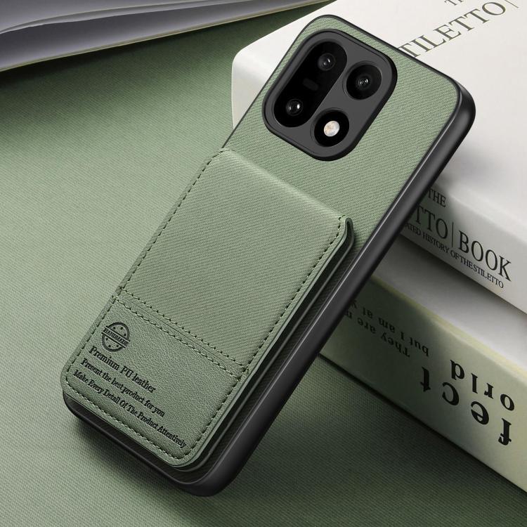 For OnePlus 15 Twill Fabric Leather Vertical Flip RFID Card Bag Phone Case