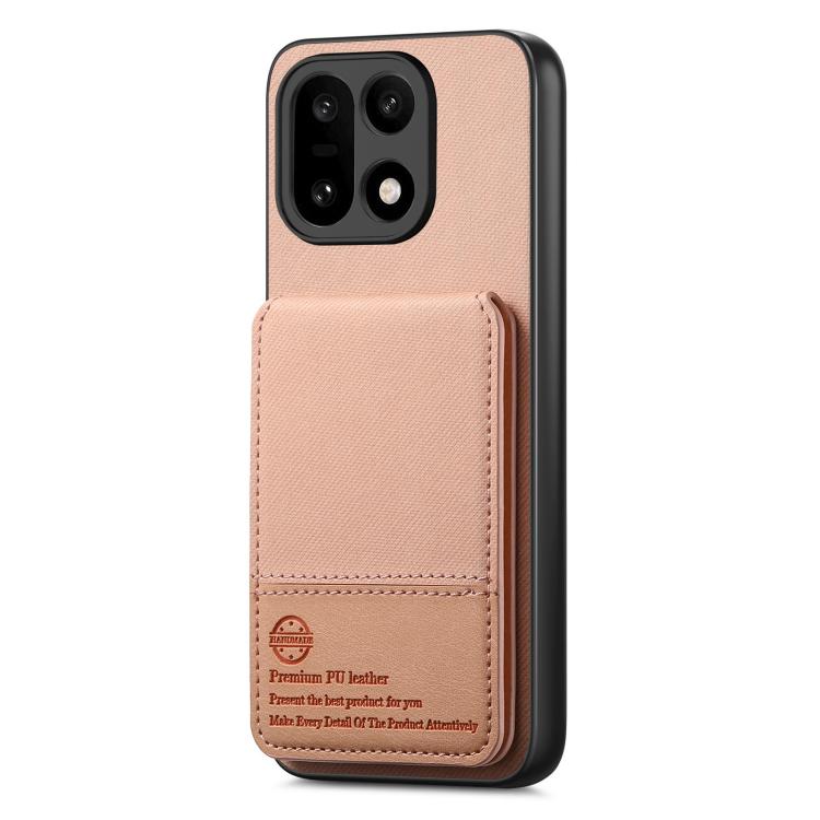For OnePlus 15 Twill Fabric Leather Vertical Flip RFID Card Bag Phone Case