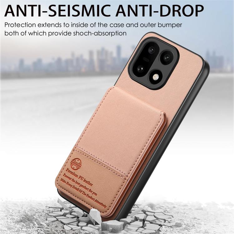 For OnePlus 15 Twill Fabric Leather Vertical Flip RFID Card Bag Phone Case