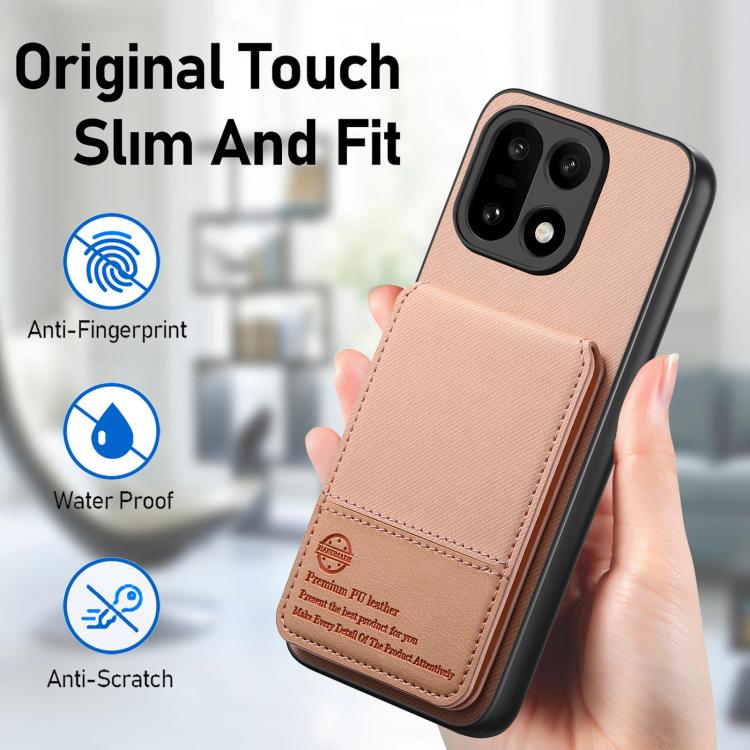 For OnePlus 15 Twill Fabric Leather Vertical Flip RFID Card Bag Phone Case