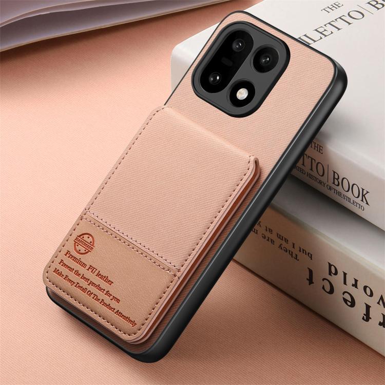 For OnePlus 15 Twill Fabric Leather Vertical Flip RFID Card Bag Phone Case