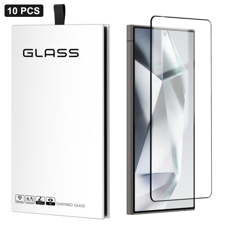For Samsung Galaxy S24 Ultra 5G 10pcs 0.18mm Ultra-Thin Ultrasonic HD Screen-Printed High-Aluminium Thick-Gel Tempered Glass Film