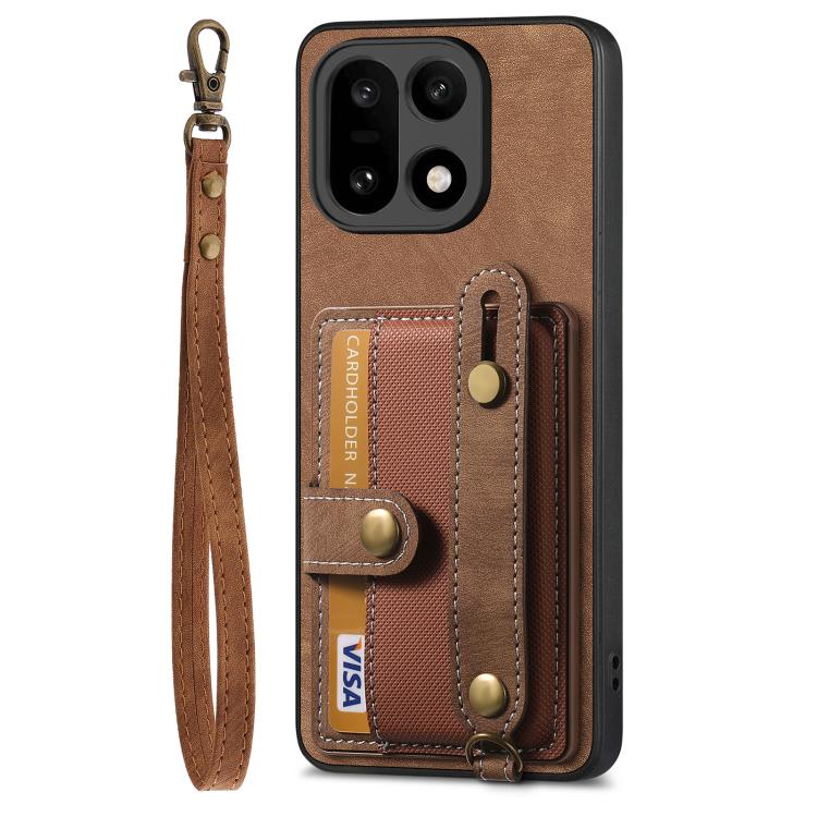 For OnePlus 15 Retro Cross Wristband Wallet Leather Back Phone Case