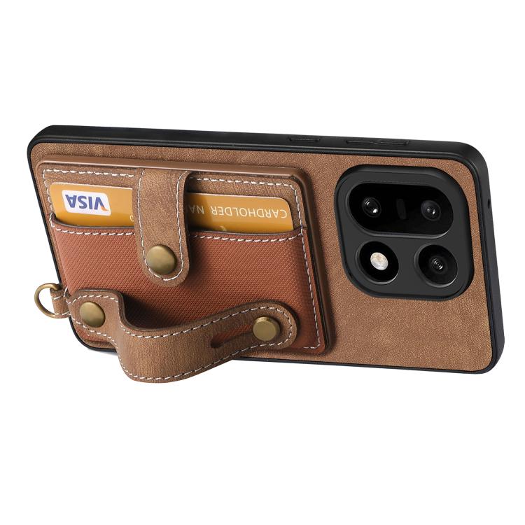 For OnePlus 15 Retro Cross Wristband Wallet Leather Back Phone Case