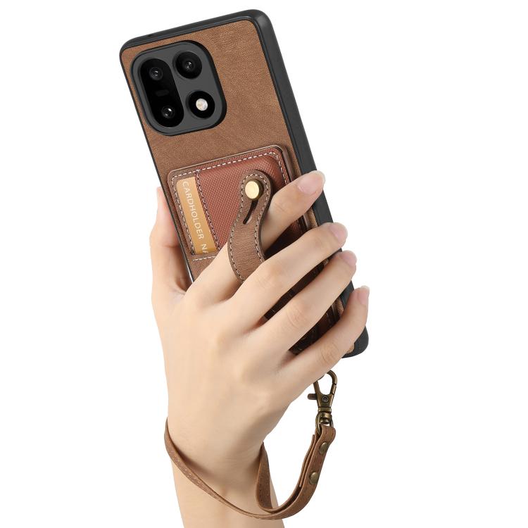 For OnePlus 15 Retro Cross Wristband Wallet Leather Back Phone Case