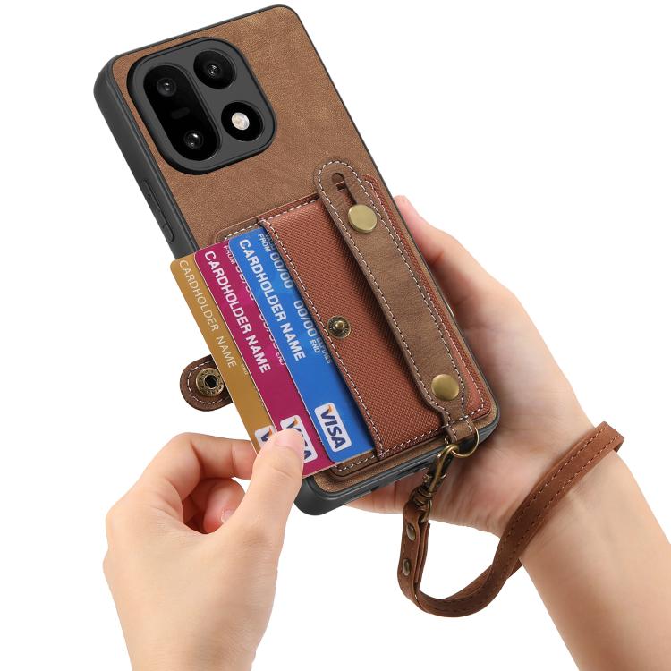 For OnePlus 15 Retro Cross Wristband Wallet Leather Back Phone Case