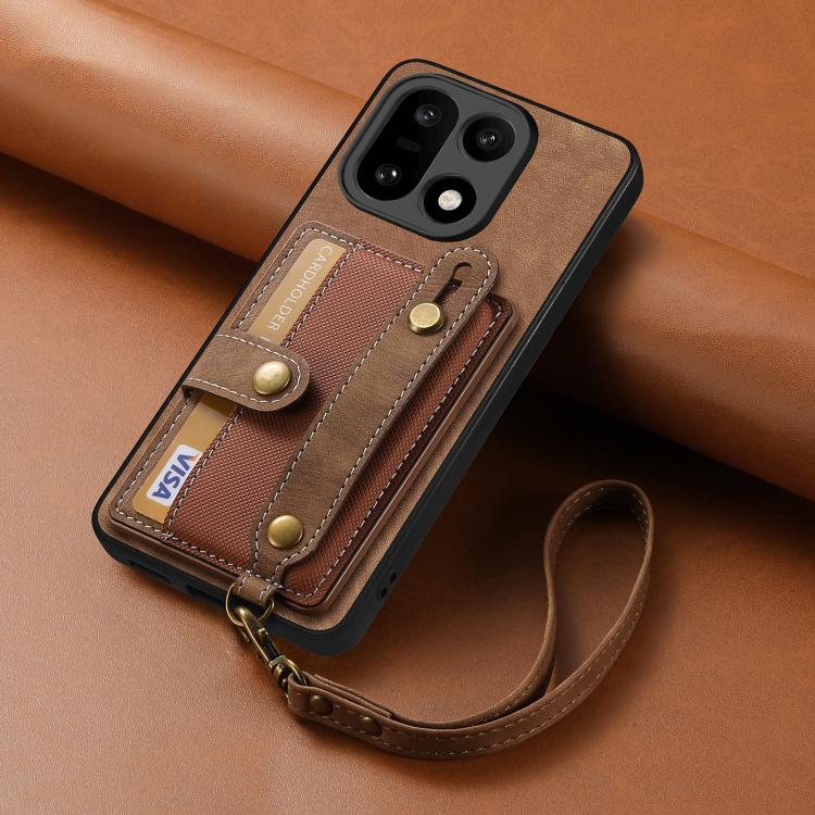 For OnePlus 15 Retro Cross Wristband Wallet Leather Back Phone Case