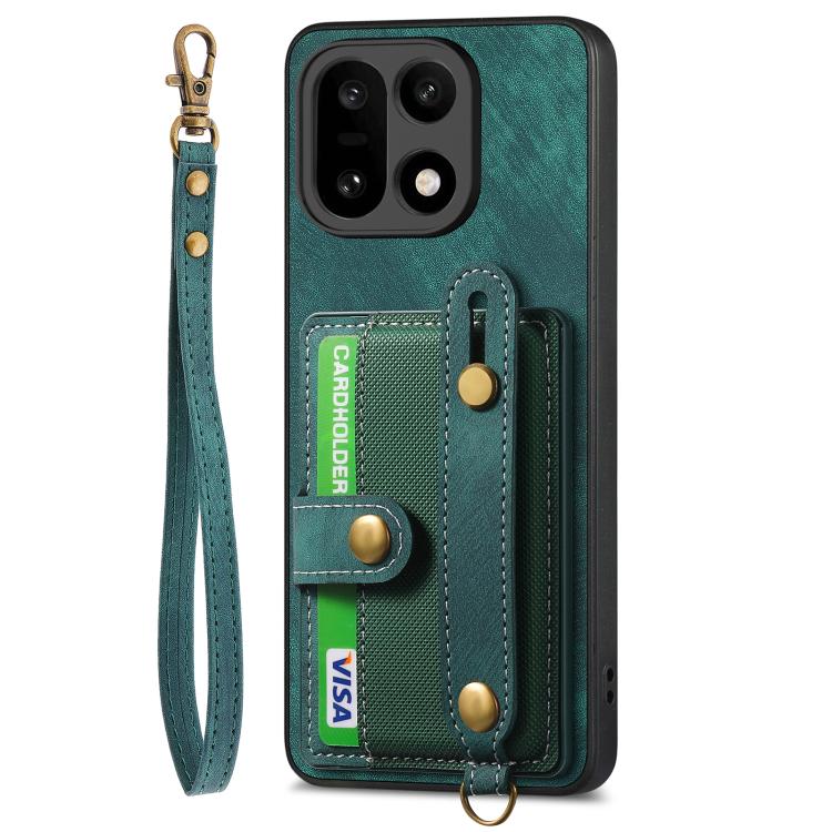 For OnePlus 15 Retro Cross Wristband Wallet Leather Back Phone Case