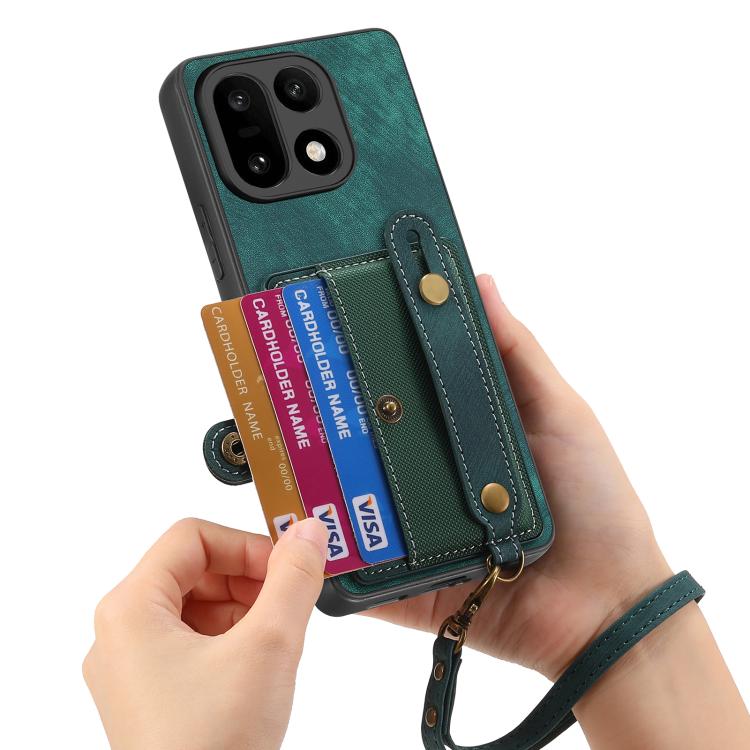 For OnePlus 15 Retro Cross Wristband Wallet Leather Back Phone Case