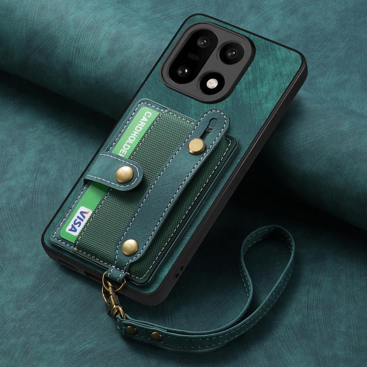 For OnePlus 15 Retro Cross Wristband Wallet Leather Back Phone Case