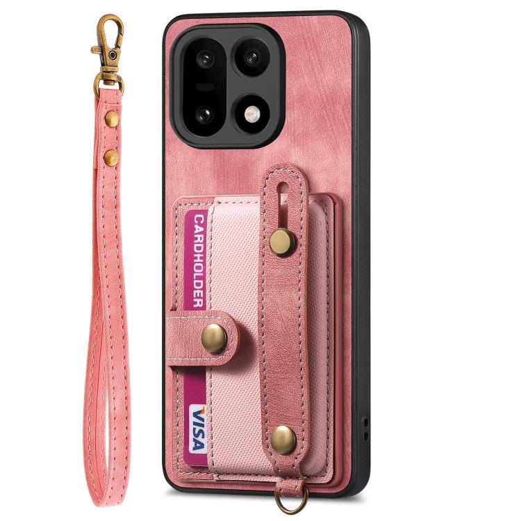 For OnePlus 15 Retro Cross Wristband Wallet Leather Back Phone Case