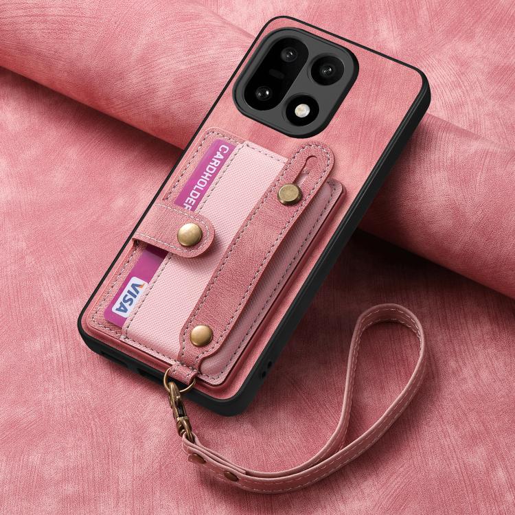 For OnePlus 15 Retro Cross Wristband Wallet Leather Back Phone Case