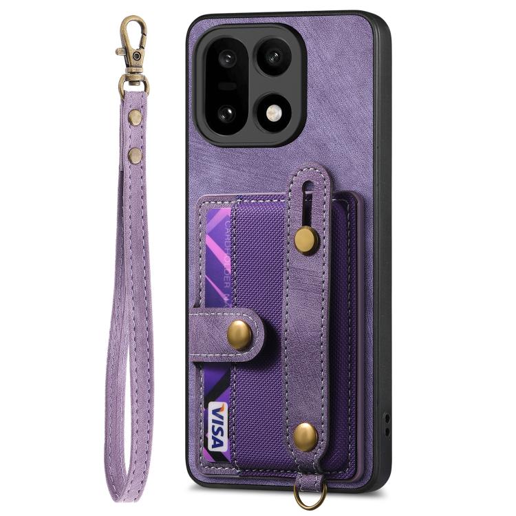 For OnePlus 15 Retro Cross Wristband Wallet Leather Back Phone Case