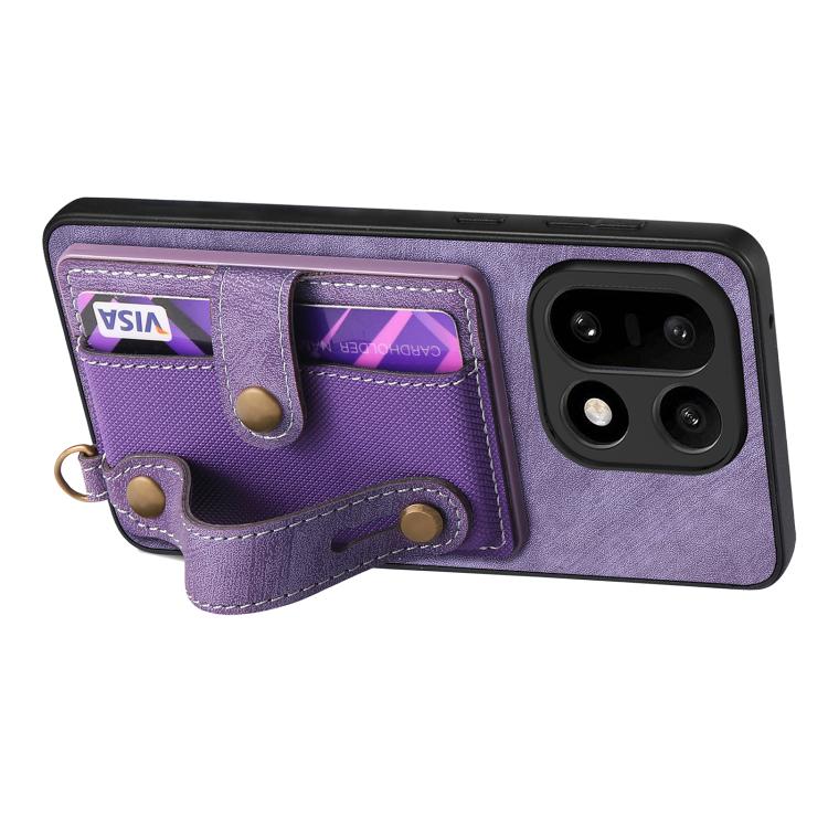 For OnePlus 15 Retro Cross Wristband Wallet Leather Back Phone Case