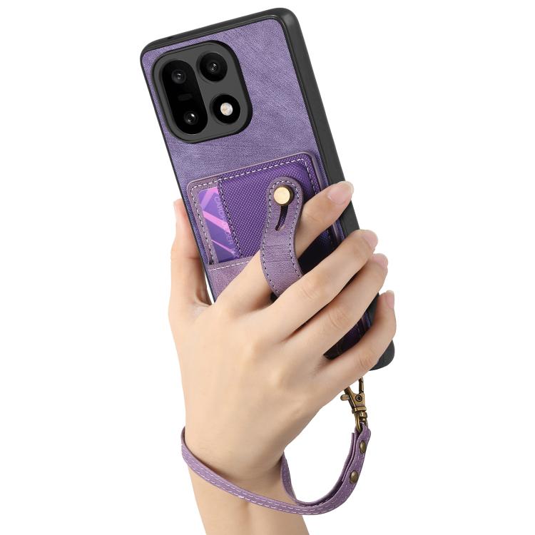For OnePlus 15 Retro Cross Wristband Wallet Leather Back Phone Case