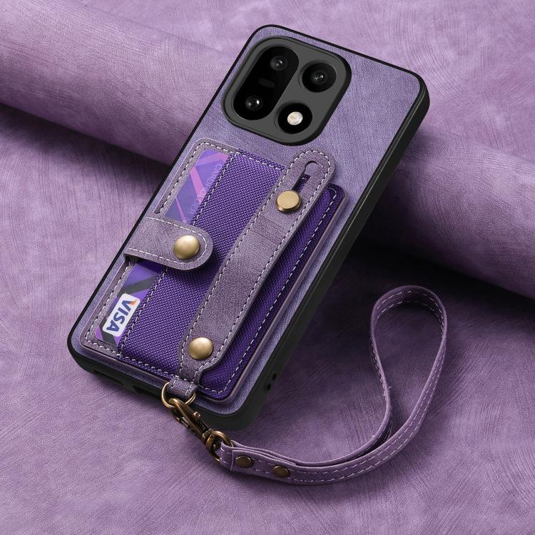 For OnePlus 15 Retro Cross Wristband Wallet Leather Back Phone Case