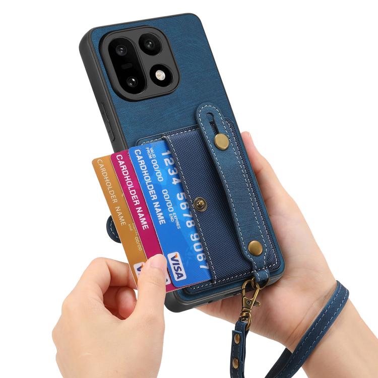 For OnePlus 15 Retro Cross Wristband Wallet Leather Back Phone Case