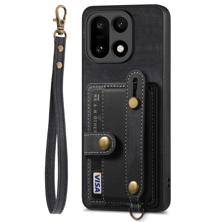 For OnePlus 15 Retro Cross Wristband Wallet Leather Back Phone Case
