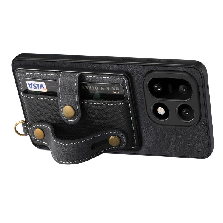 For OnePlus 15 Retro Cross Wristband Wallet Leather Back Phone Case