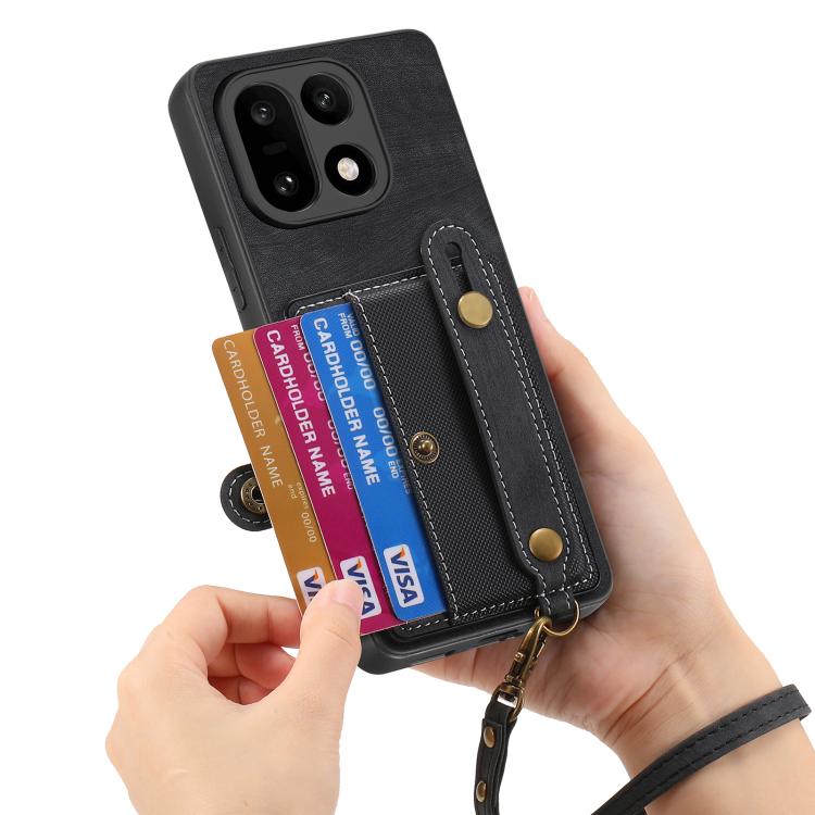 For OnePlus 15 Retro Cross Wristband Wallet Leather Back Phone Case