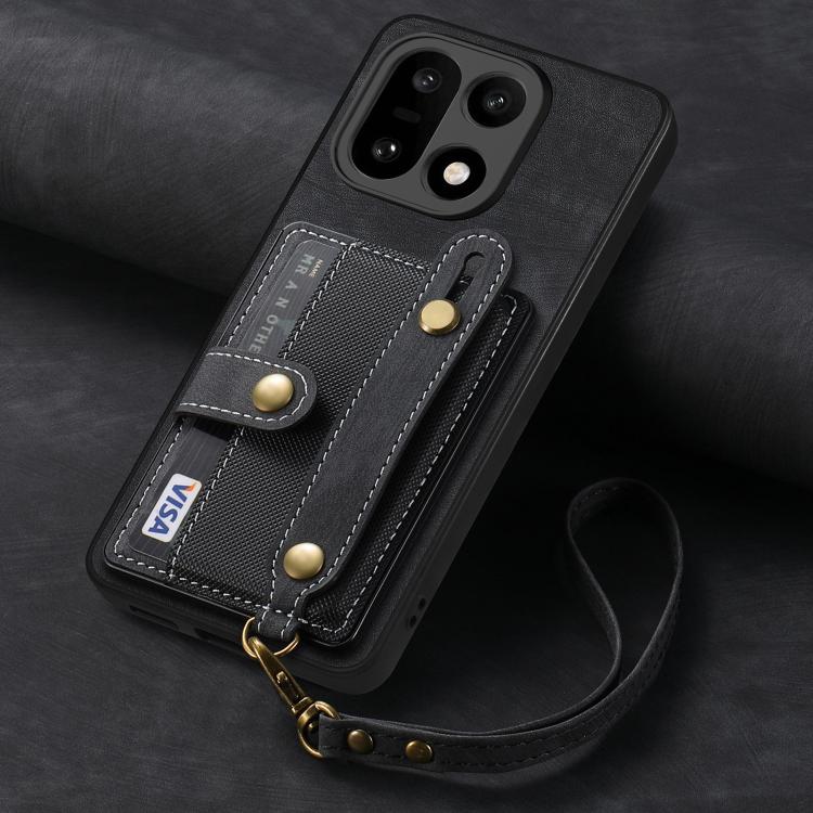 For OnePlus 15 Retro Cross Wristband Wallet Leather Back Phone Case