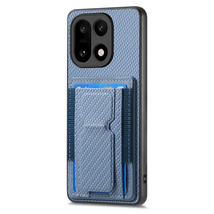 For OnePlus 15 Carbon Fiber Fold Stand Elastic Card Bag Phone Case