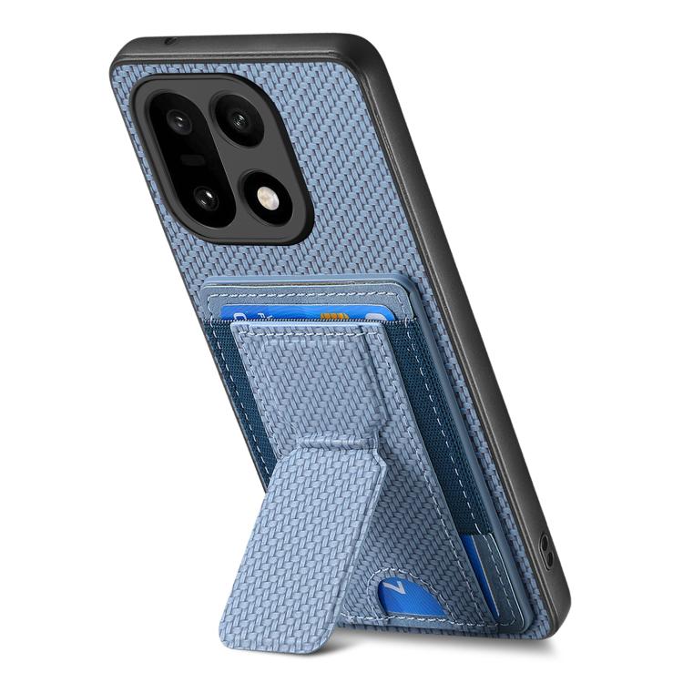 For OnePlus 15 Carbon Fiber Fold Stand Elastic Card Bag Phone Case