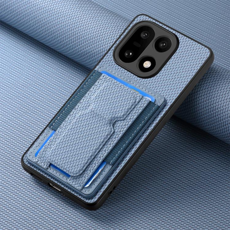 For OnePlus 15 Carbon Fiber Fold Stand Elastic Card Bag Phone Case