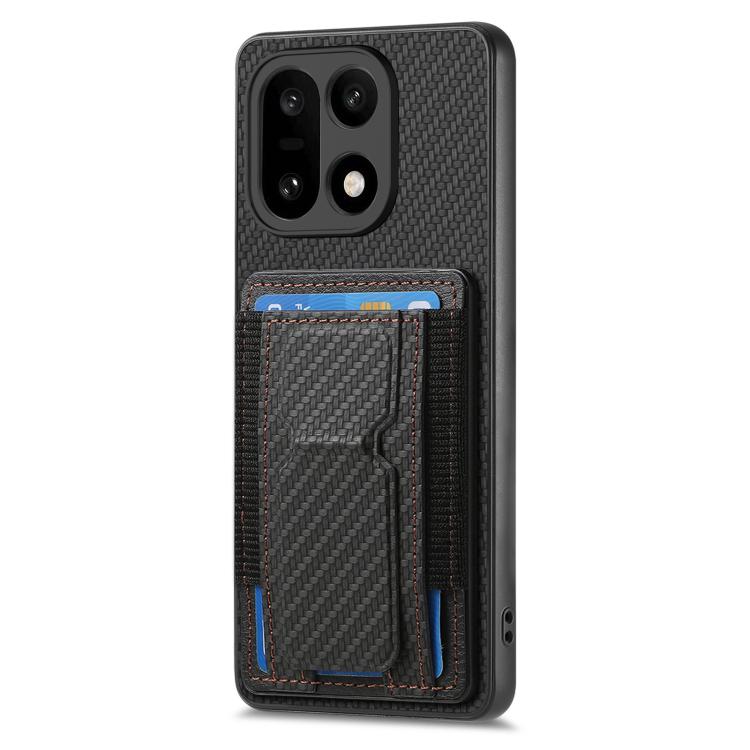 For OnePlus 15 Carbon Fiber Fold Stand Elastic Card Bag Phone Case