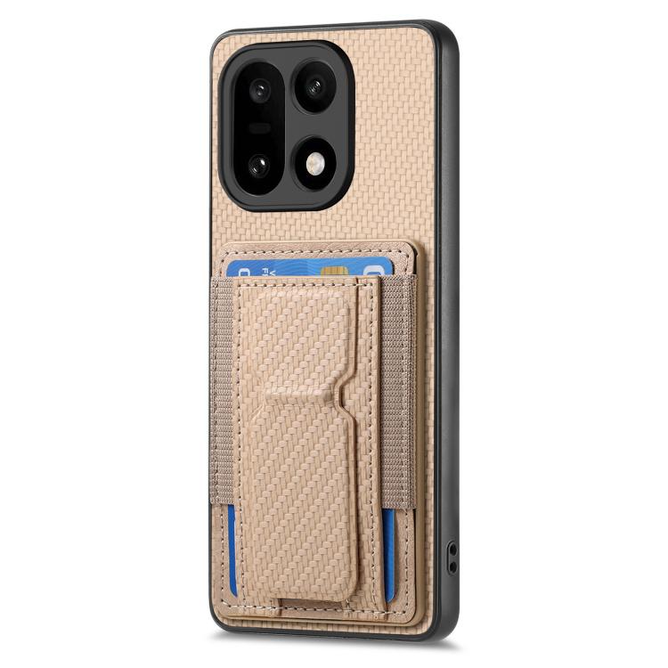 For OnePlus 15 Carbon Fiber Fold Stand Elastic Card Bag Phone Case