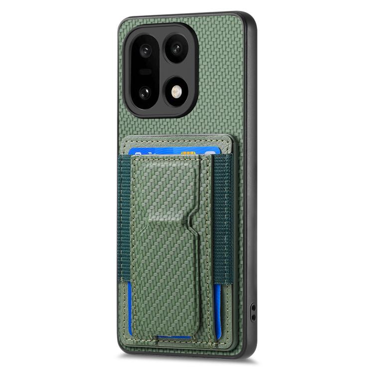 For OnePlus 15 Carbon Fiber Fold Stand Elastic Card Bag Phone Case