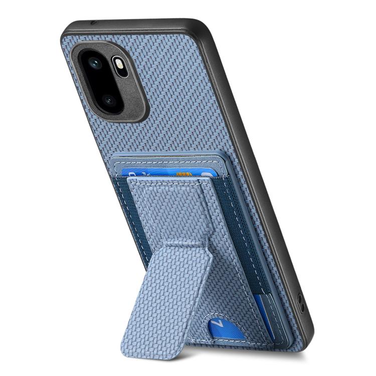 For OnePlus Ace 6 / 6T / 15R Carbon Fiber Fold Stand Elastic Card Bag Phone Case