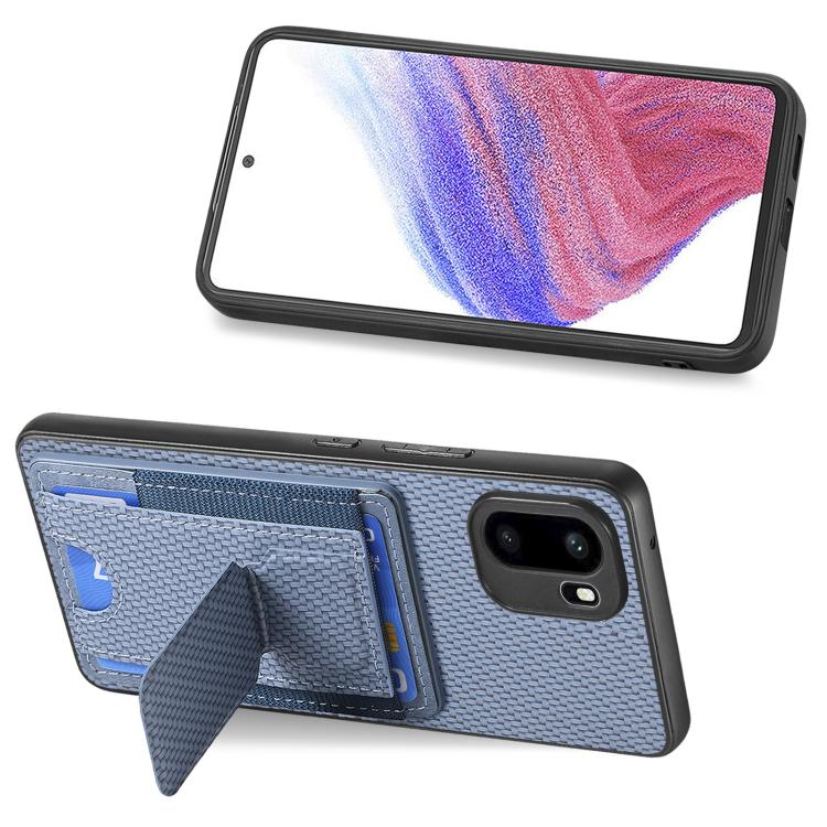 For OnePlus Ace 6 / 6T / 15R Carbon Fiber Fold Stand Elastic Card Bag Phone Case