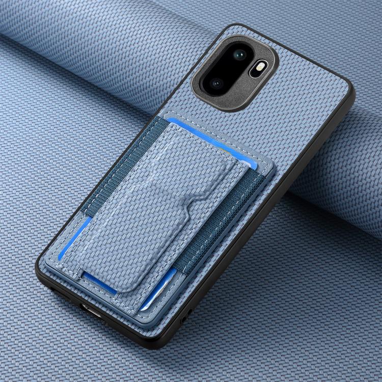 For OnePlus Ace 6 / 6T / 15R Carbon Fiber Fold Stand Elastic Card Bag Phone Case