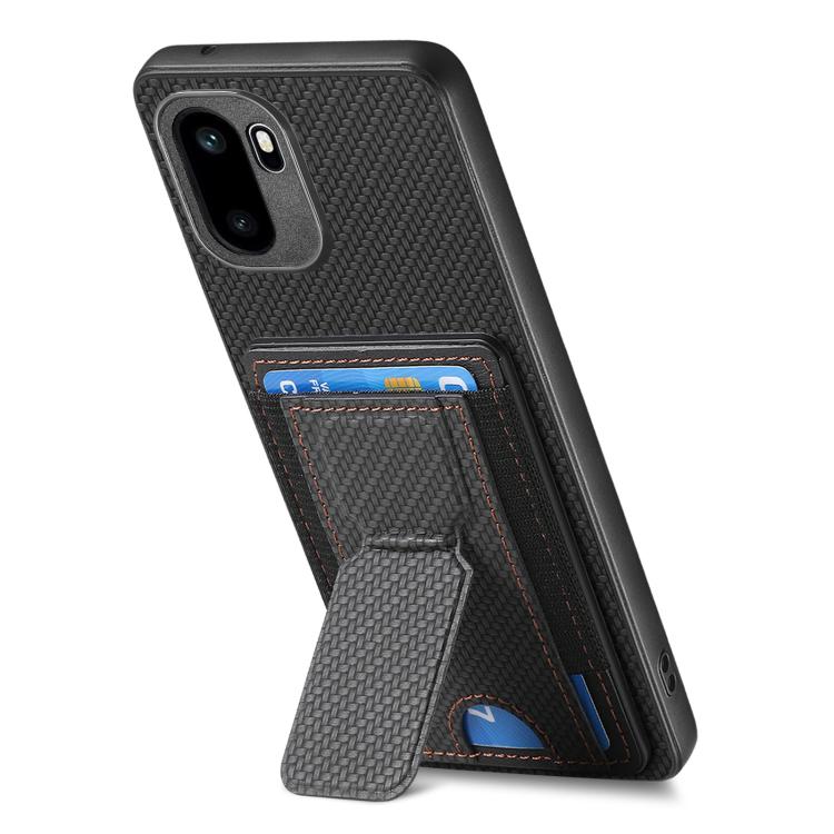 For OnePlus Ace 6 / 6T / 15R Carbon Fiber Fold Stand Elastic Card Bag Phone Case