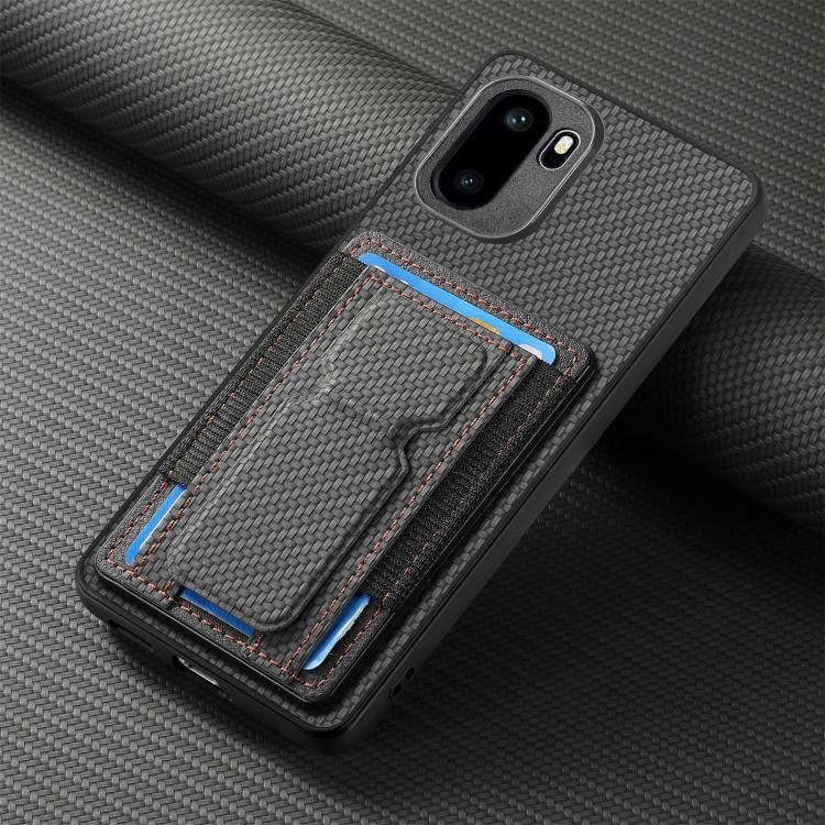 For OnePlus Ace 6 / 6T / 15R Carbon Fiber Fold Stand Elastic Card Bag Phone Case