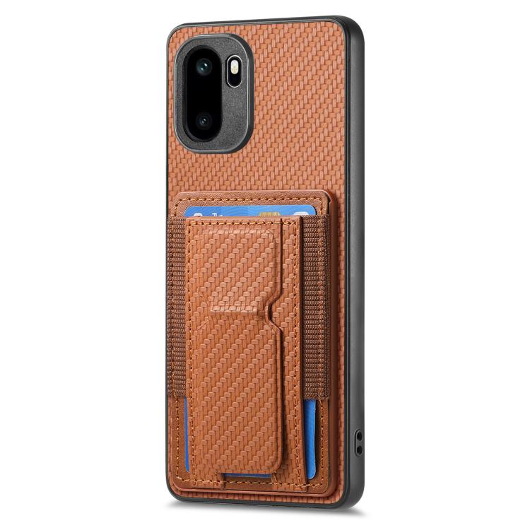 For OnePlus Ace 6 / 6T / 15R Carbon Fiber Fold Stand Elastic Card Bag Phone Case