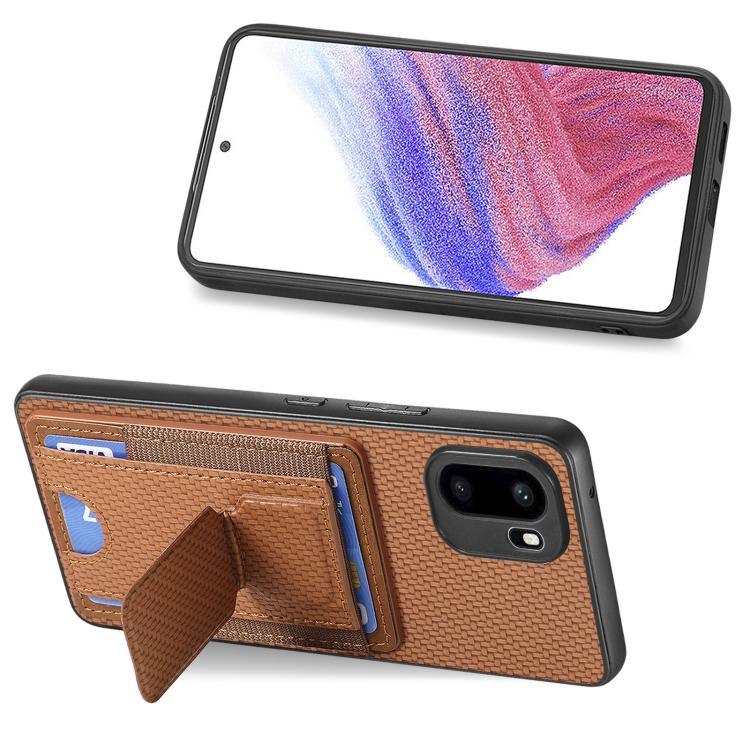 For OnePlus Ace 6 / 6T / 15R Carbon Fiber Fold Stand Elastic Card Bag Phone Case