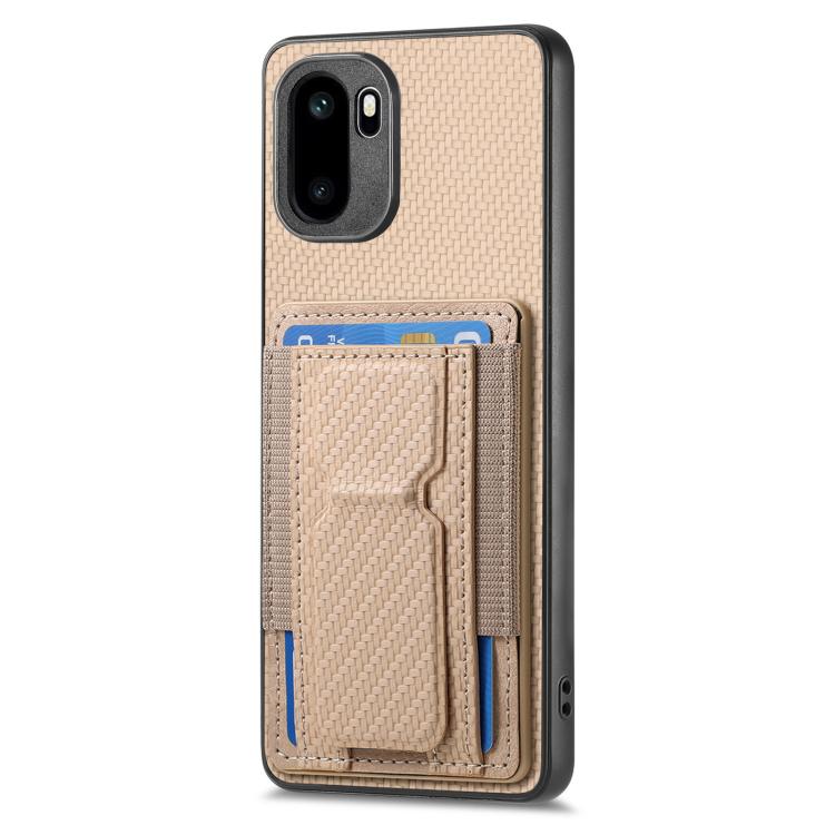For OnePlus Ace 6 / 6T / 15R Carbon Fiber Fold Stand Elastic Card Bag Phone Case