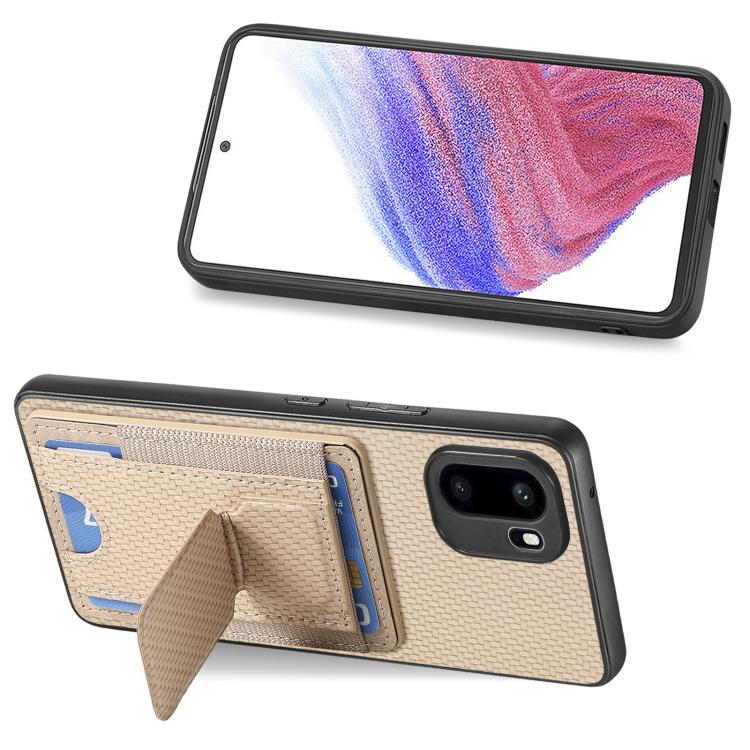 For OnePlus Ace 6 / 6T / 15R Carbon Fiber Fold Stand Elastic Card Bag Phone Case