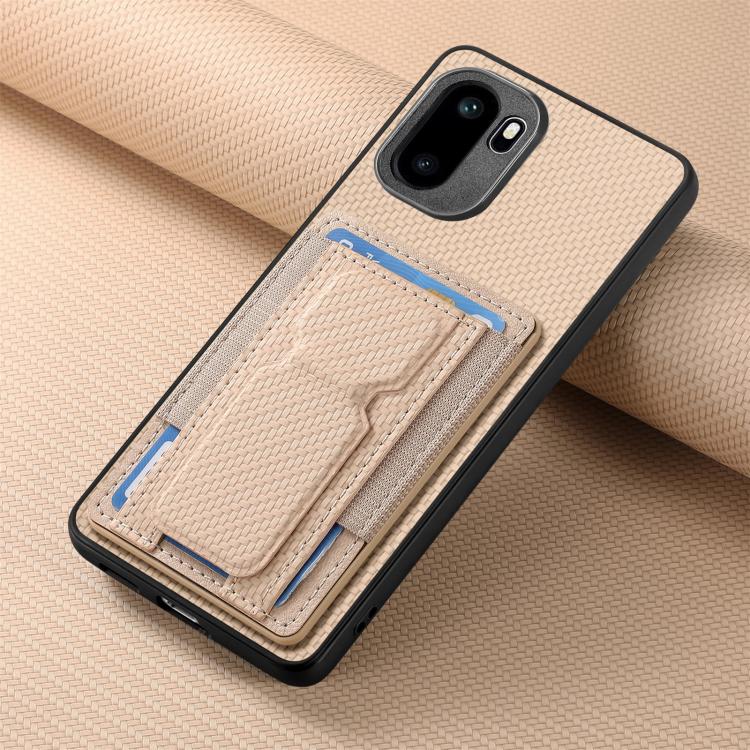 For OnePlus Ace 6 / 6T / 15R Carbon Fiber Fold Stand Elastic Card Bag Phone Case