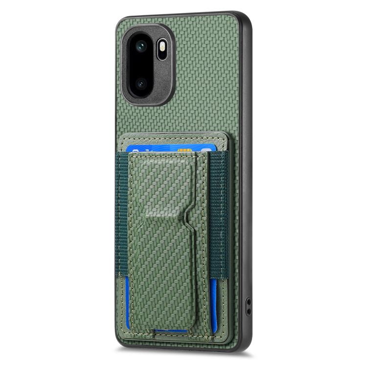 For OnePlus Ace 6 / 6T / 15R Carbon Fiber Fold Stand Elastic Card Bag Phone Case