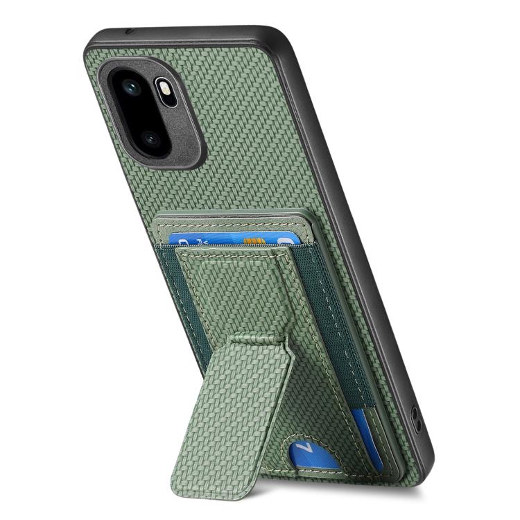 For OnePlus Ace 6 / 6T / 15R Carbon Fiber Fold Stand Elastic Card Bag Phone Case