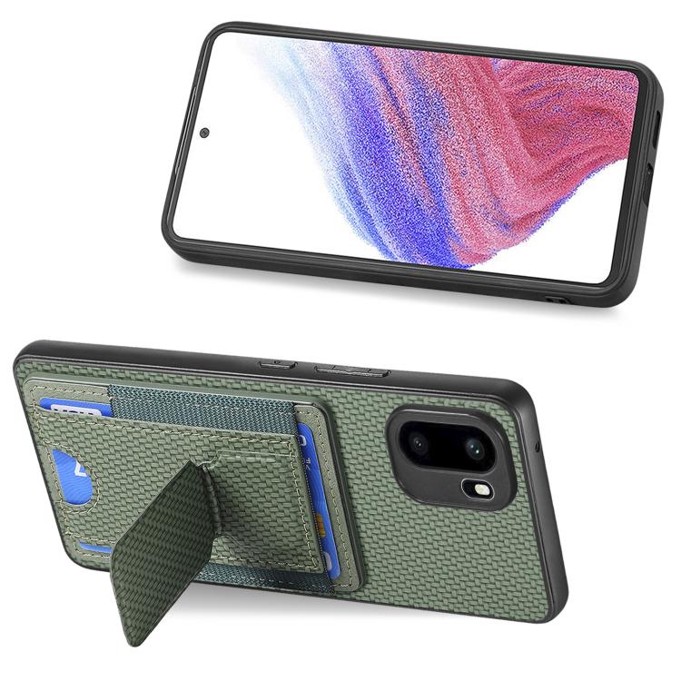 For OnePlus Ace 6 / 6T / 15R Carbon Fiber Fold Stand Elastic Card Bag Phone Case