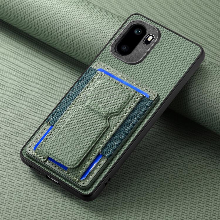 For OnePlus Ace 6 / 6T / 15R Carbon Fiber Fold Stand Elastic Card Bag Phone Case