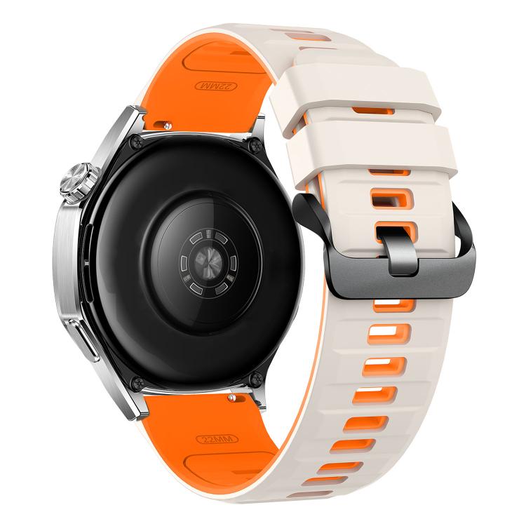 22mm Black Steel Pin Buckle Two Color Silicone Watch Band